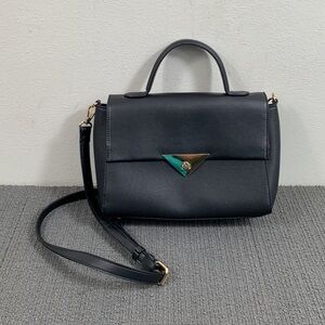 Adrienne Vittadini Crossbody Shoulder Purse Satchel Womens Medium Black TurnLock